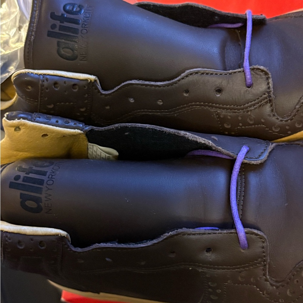 Alife Dark Brown Oxfords with Purple Laces